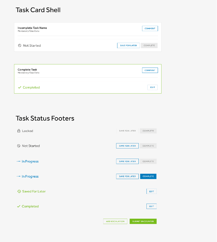 Medtronic design system task card patterns.