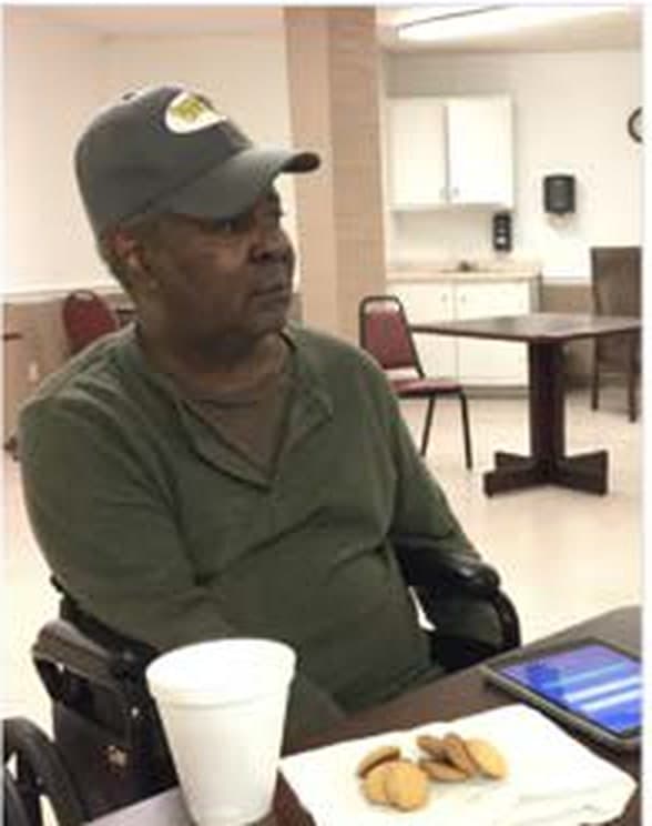 Older adult participating in a usability testing session.