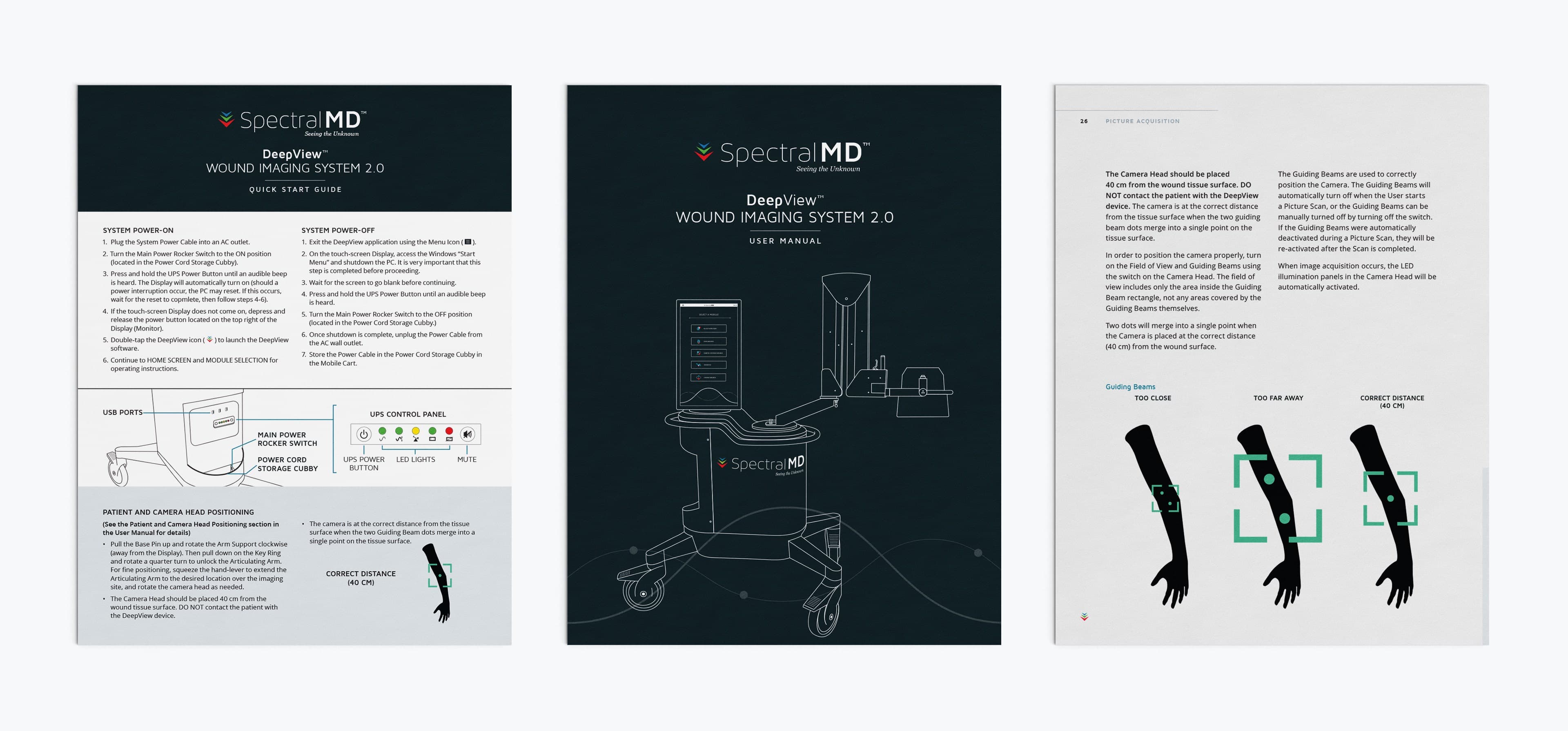 DeepView product manual mockup with page spreads for clinical guidance.
